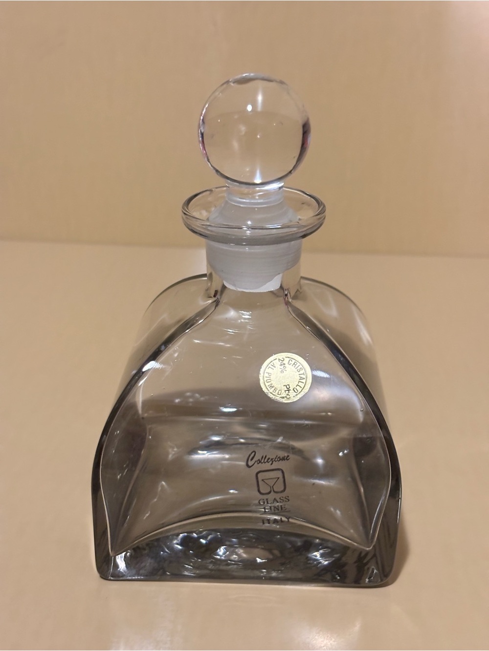 Collezione Glass Line Smokey Grey Vintage Perfume Bottle with Stopper.Italy.